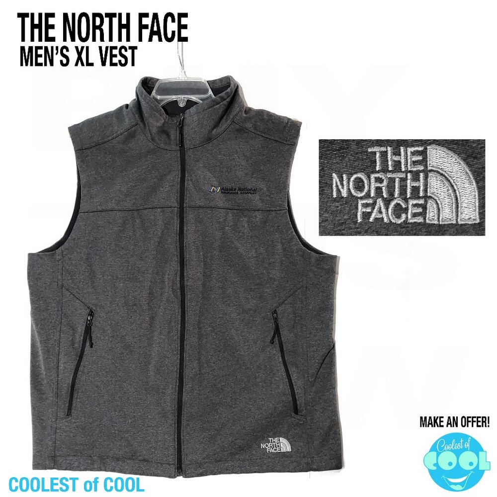 The North Face WindWall Vest Mens X Large Gray Softshell Full Zip Apex Golf XL